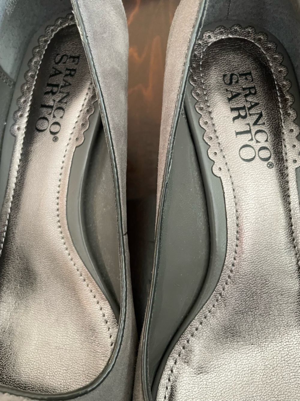 Franco Sarto L’Avanti Women's Gray Suede Peep Toe Pumps - Picture 2 of 10